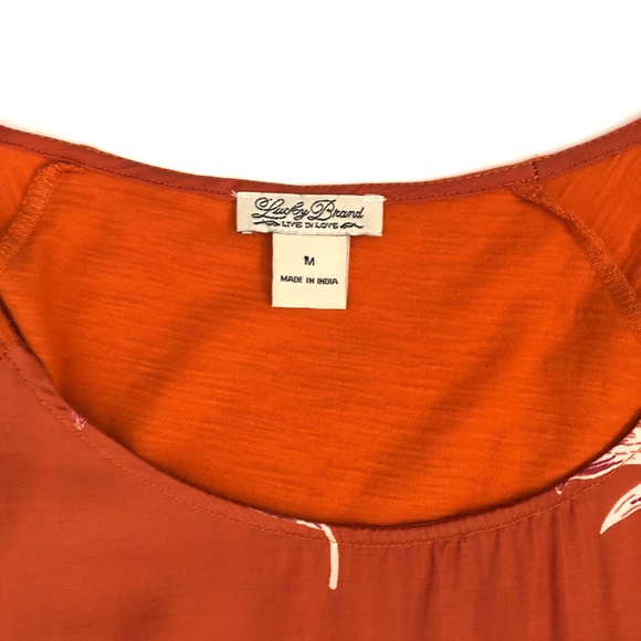 Lucky Brand Orange Floral Short Sleeve Top - Picture 3 of 7